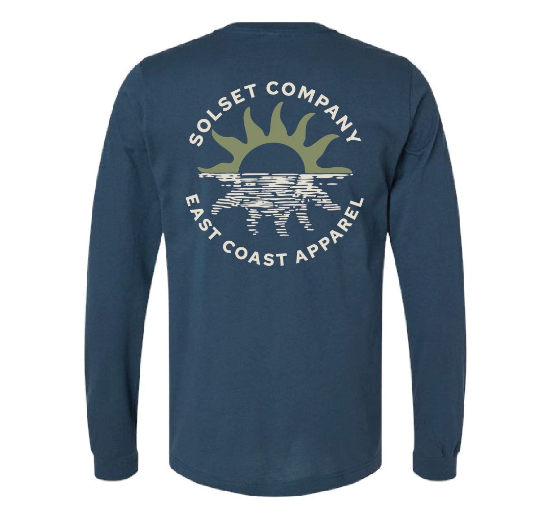 Reflection, Adult Unisex Long Sleeve Tee, Navy Blue