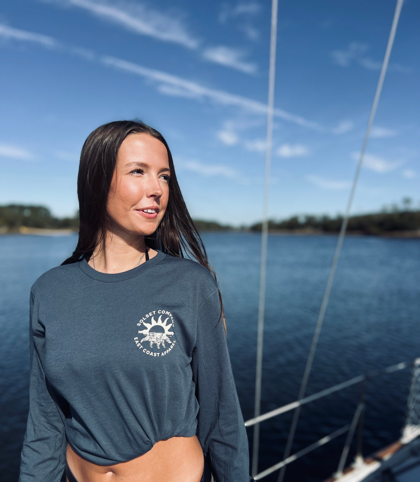 Reflection, Adult Unisex Long Sleeve Tee, Navy Blue